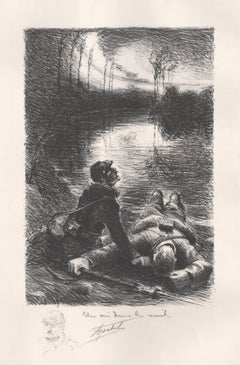 Un cri dans la nuit, World War I lithograph by Francis Abel Truchet, 1914