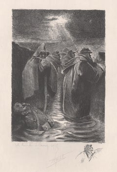 Antique Notre Tranche a Carnoy, French World War I lithograph by Francis Truchet, 1914