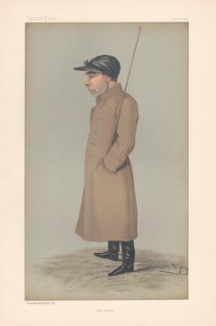 Antique Samuel Loates, jockey, Vanity Fair horse racing portrait chromolithograph, 1896