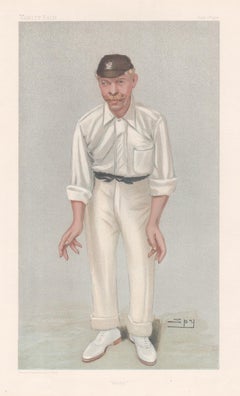 Antique Robert Abel, Vanity Fair cricket portrait chromolithograph, 1902