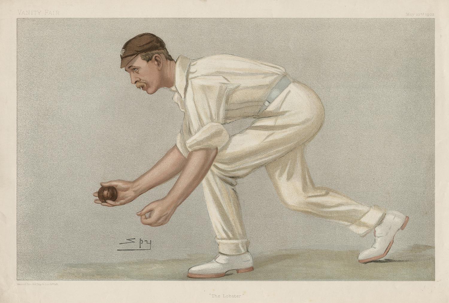 Sir Leslie Ward Portrait Print - Digby Jephson, Vanity Fair cricket portrait chromolithograph, 1902