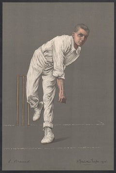 Leonard Braund, Empire Cricketeer, English cricket portrait lithograph, 1905