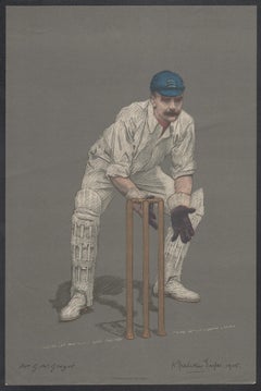 Empire Cricketer, schottische Cricketporträtlithographie von Gregor MacGregor