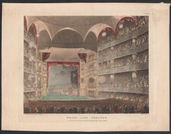 Drury Lane Theatre, London, colour aquatint, 1808, after Rowlandson and Pugin