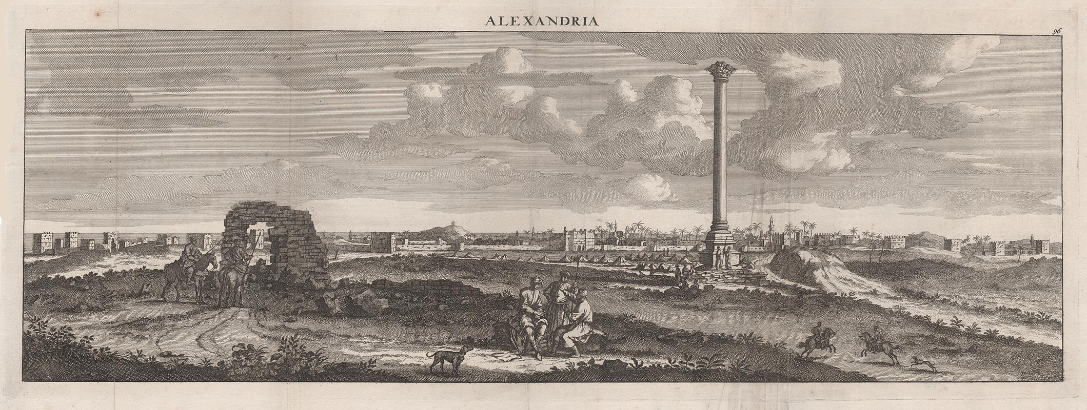 Alexandrie, Égypte, gravure en ligne de cuivre de Cornelius de Bruyn, 1690