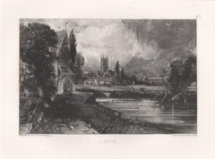 A Mill. Mezzotint by David Lucas after John Constable, 1855