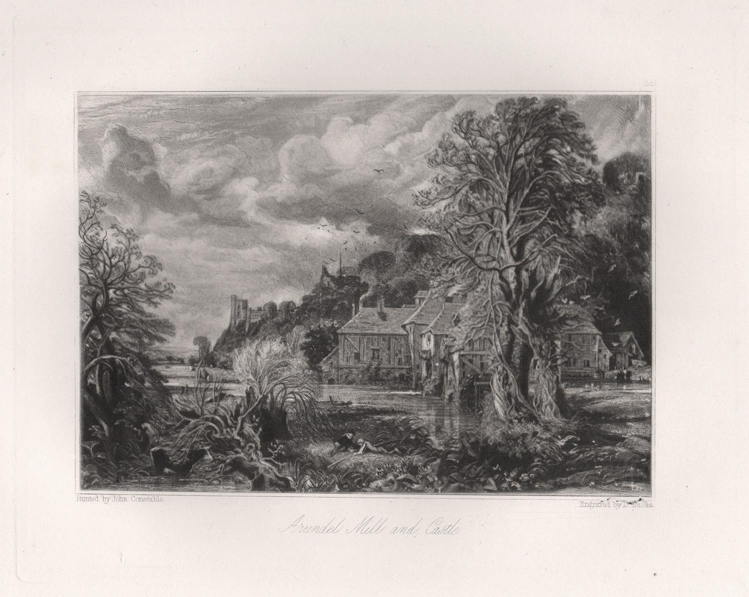 Arundel Mill and Castle. Mezzotint by David Lucas after John Constable, 1855