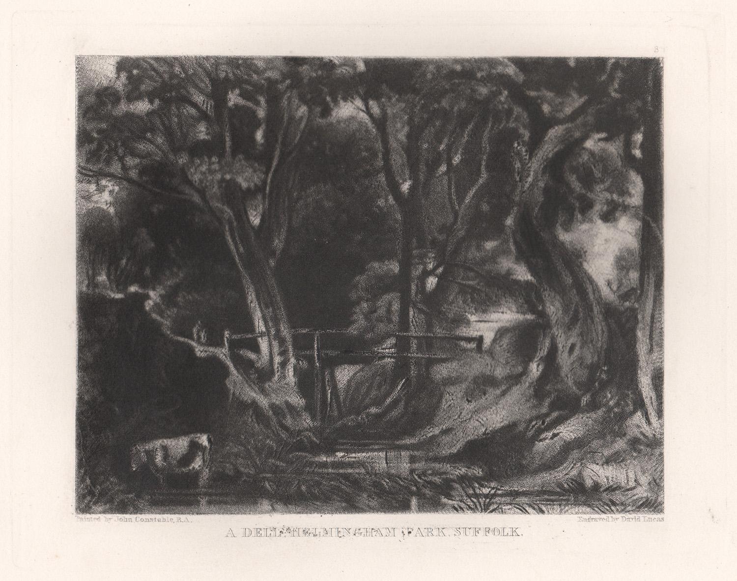 A Dell, Parque Helmingham, Suffolk. Mezzotinta de Lucas según John Constable, 1855