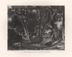 Antique A Dell, Helmingham Park, Suffolk. Mezzotint by Lucas after John Constable, 1855