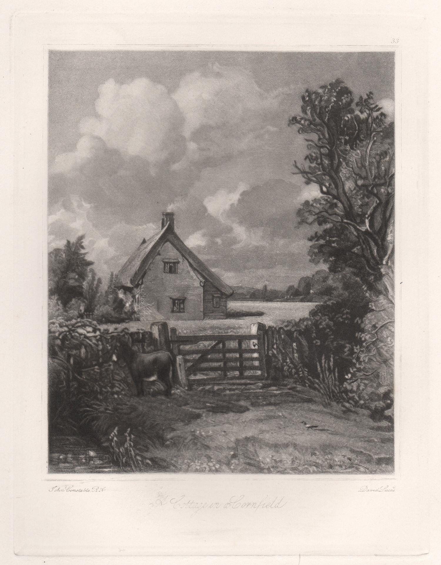 A Cottage in a Cornfield. Mezzotint by David Lucas after John Constable, 1855