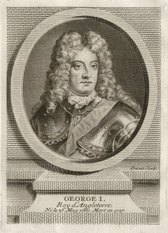 George I, King of England, royalty portrait engraving, circa 1780