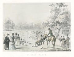 Cricket Match, Victorian English sporting lithograph, circa 1850