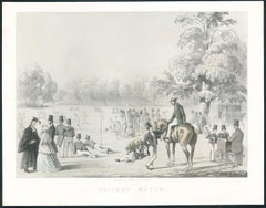 Cricket Match, Victorian English sporting lithograph, circa 1850