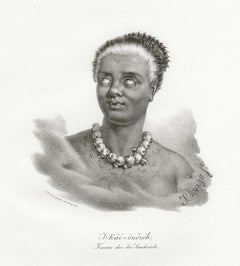 'T-Kaa-Onoroh, Femme des iles-Sandwich', Hawaii, stampa litografica antica