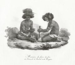 Maniere de faire du feu des Naturels de Rawack et de Wacgiou, litografía