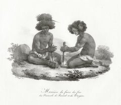 Manière de faire du feu des Naturels de Rawack et de Wacgiou, lithographie