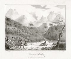 'Vue prise a Ombay et entervue avec les naturels', litografia Freycinet