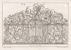 Design rococo pour une porte, gravure allemande du milieu du XVIIIe siècle