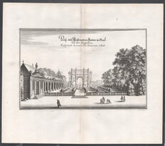 Gardens of the Chateau Rueil, Paris, France, mid 17th century engraving