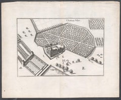 Chateau Valeri, French chateau, garden estate plan, mid 17th century engraving