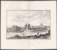 Castle of Irrois in Champagne, French architecture, mid 17th century engraving