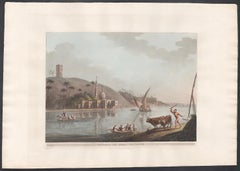 La mosquée d'Abou-Mandour:: Égypte:: gravure à l'aquatinte de couleur orientale de Luigi Mayer