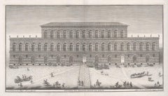 Palazzo Pitti, Florence, Italy. 18th century architectural view engraving