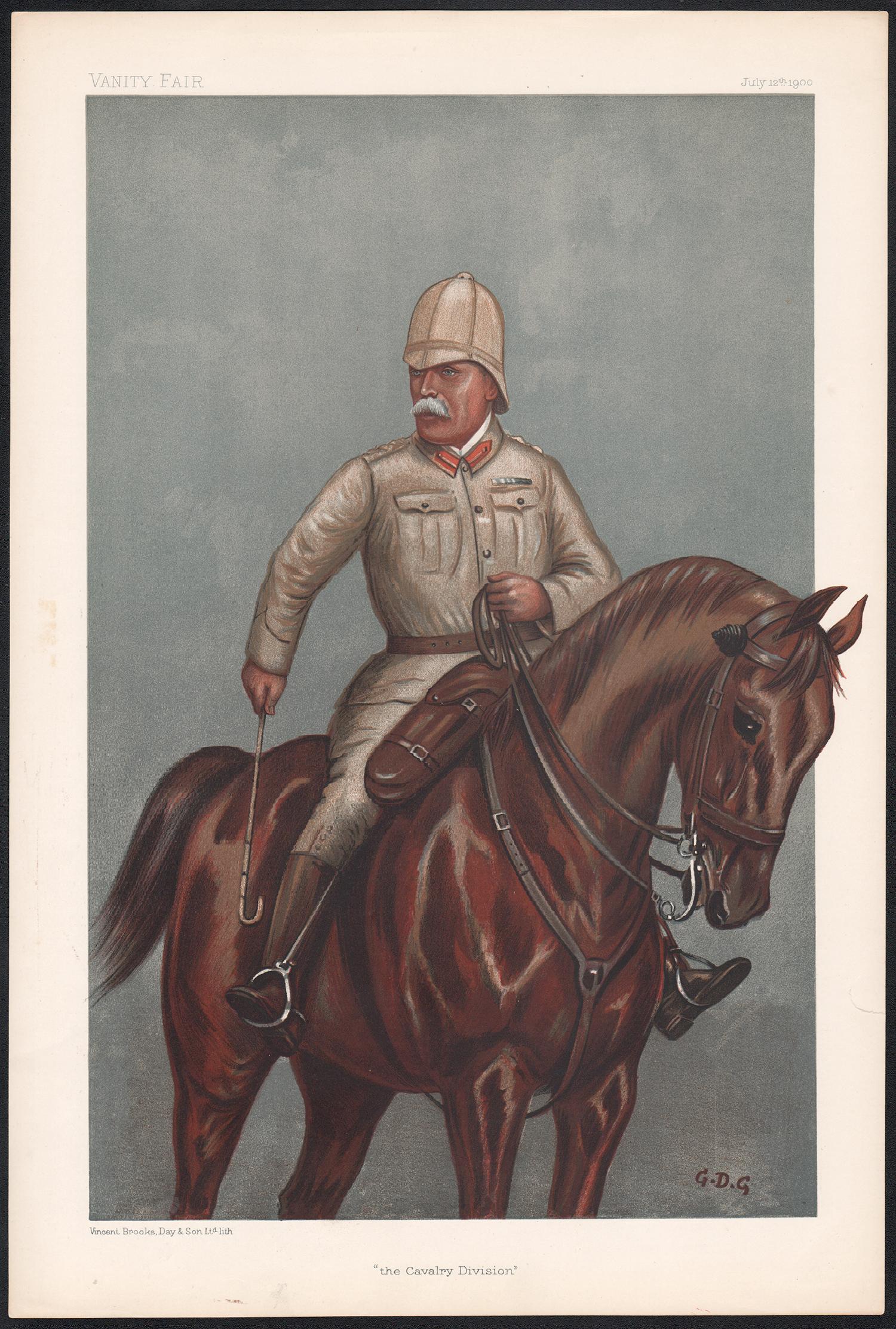 'the Cavalry Division', Vanity Fair military army horse chromolithograph, 1900 - Print by Godfrey Douglas Giles 