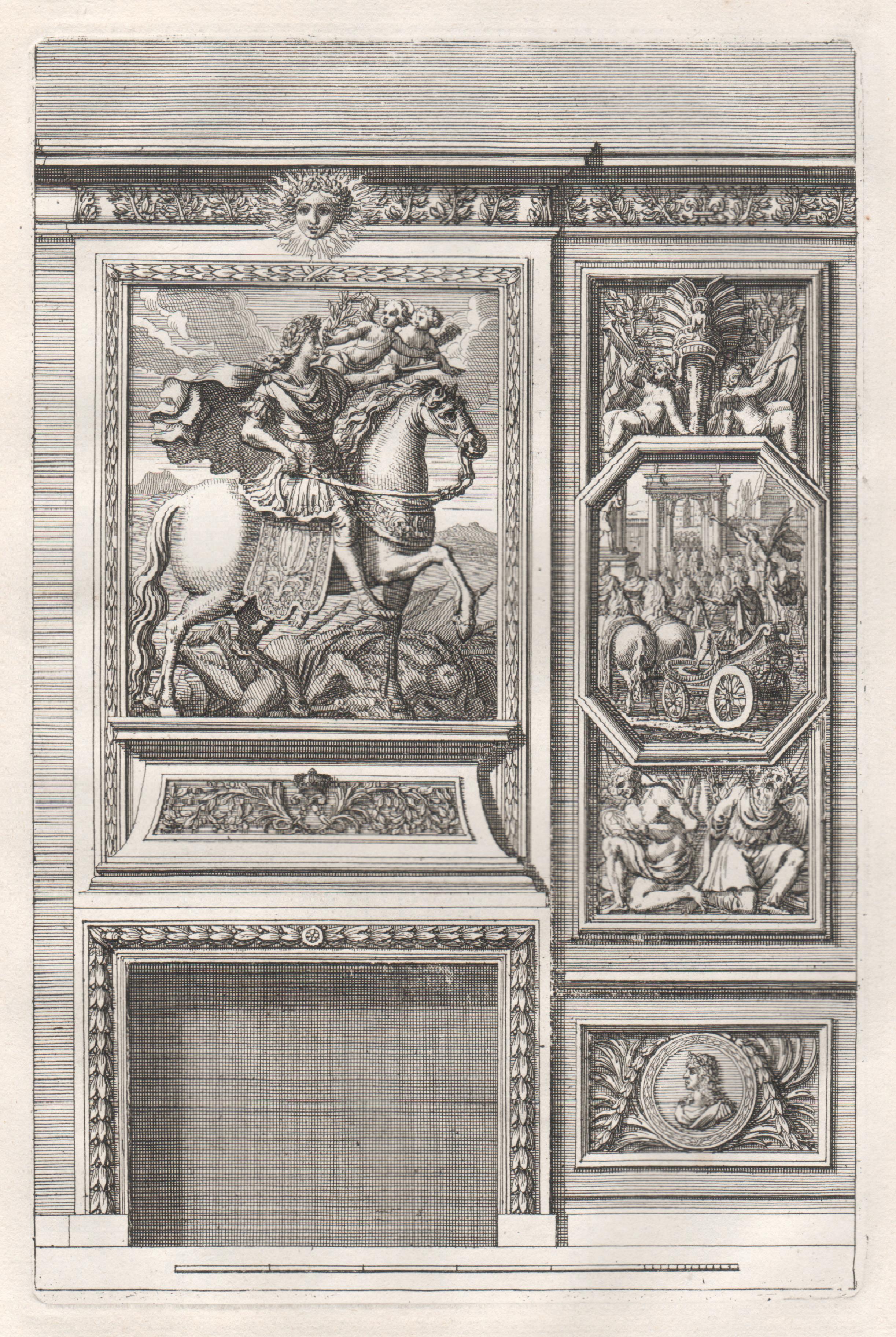 Set of 6 French Louis XIV period chimney-piece design engravings by Jean Dolivar For Sale 1
