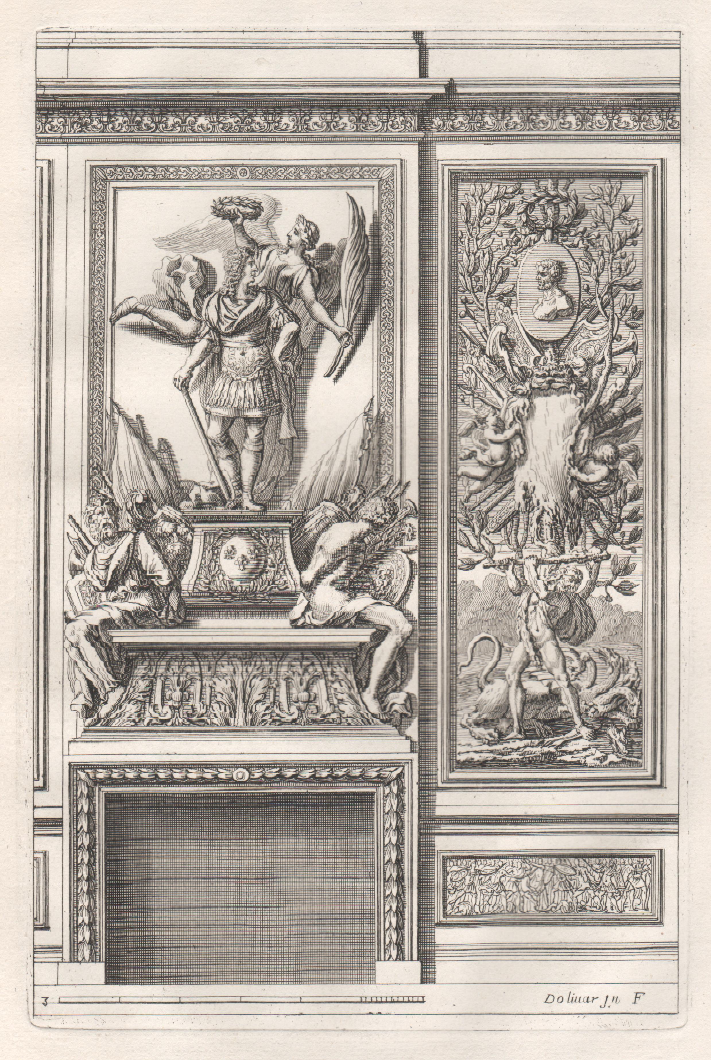 Ensemble de 6 gravures de cheminée d'époque Louis XIV françaises de Jean Dolivar en vente 2