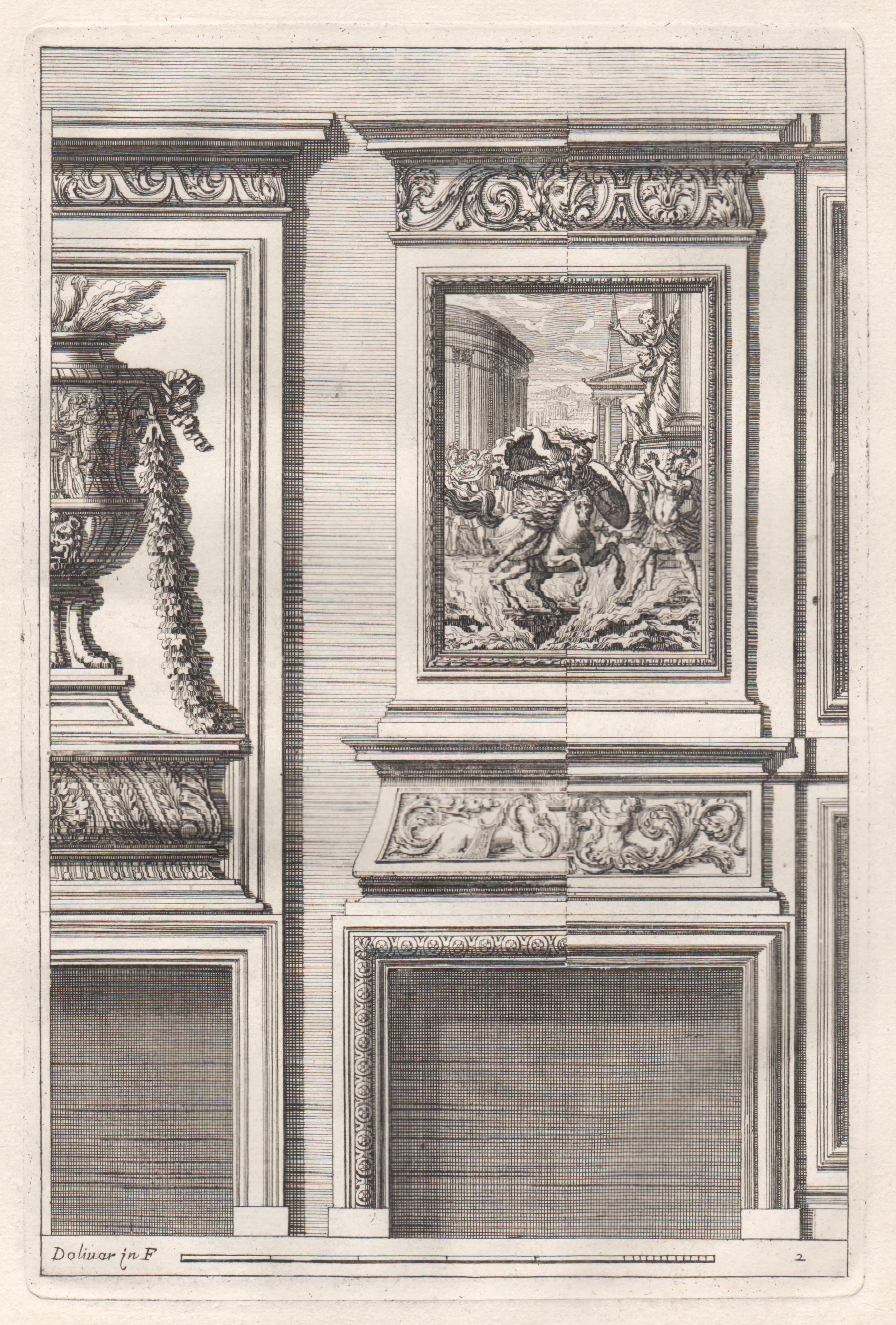 Ensemble de 6 gravures de cheminée d'époque Louis XIV françaises de Jean Dolivar en vente 1