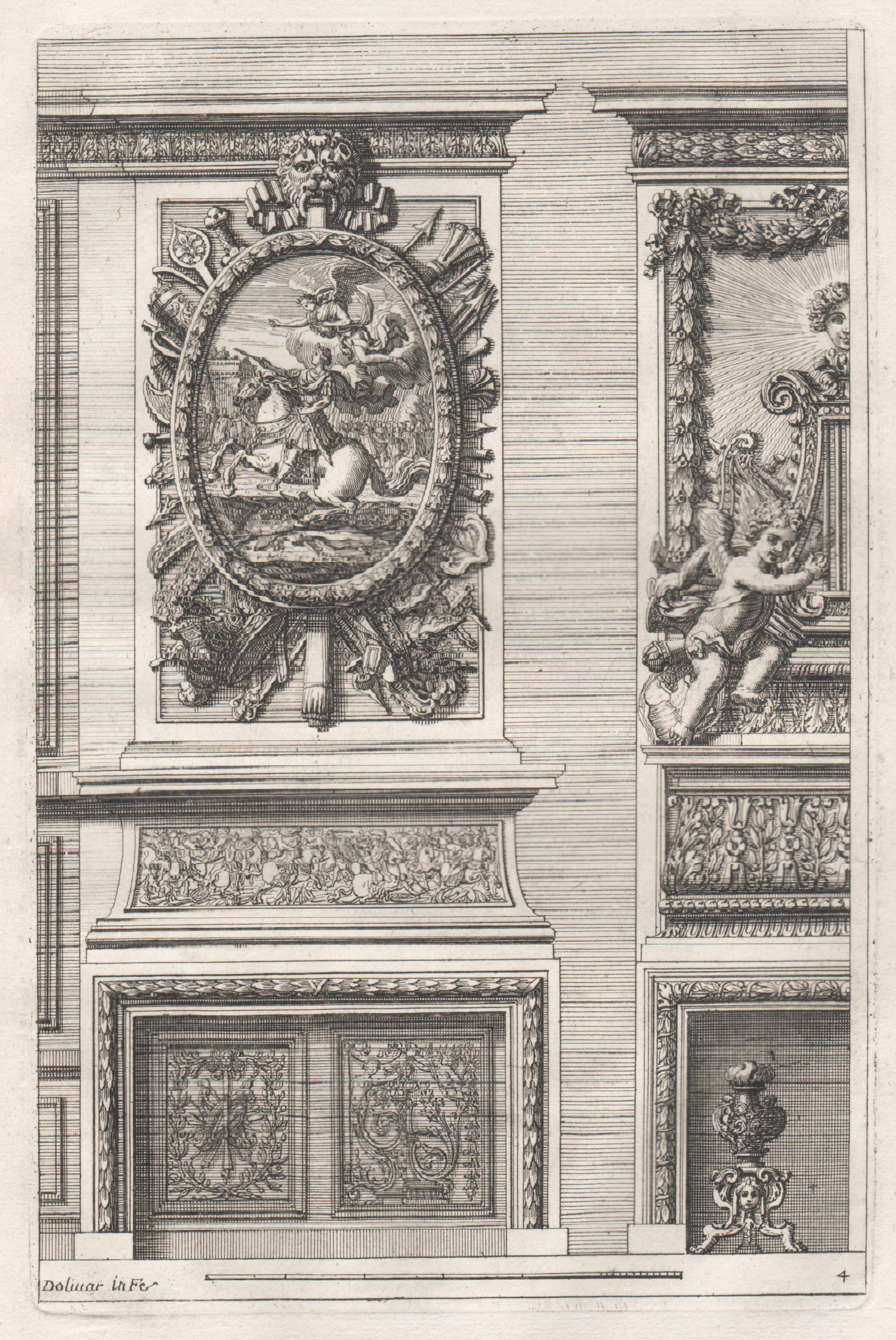 Ensemble de 6 gravures de cheminée d'époque Louis XIV françaises de Jean Dolivar en vente 3