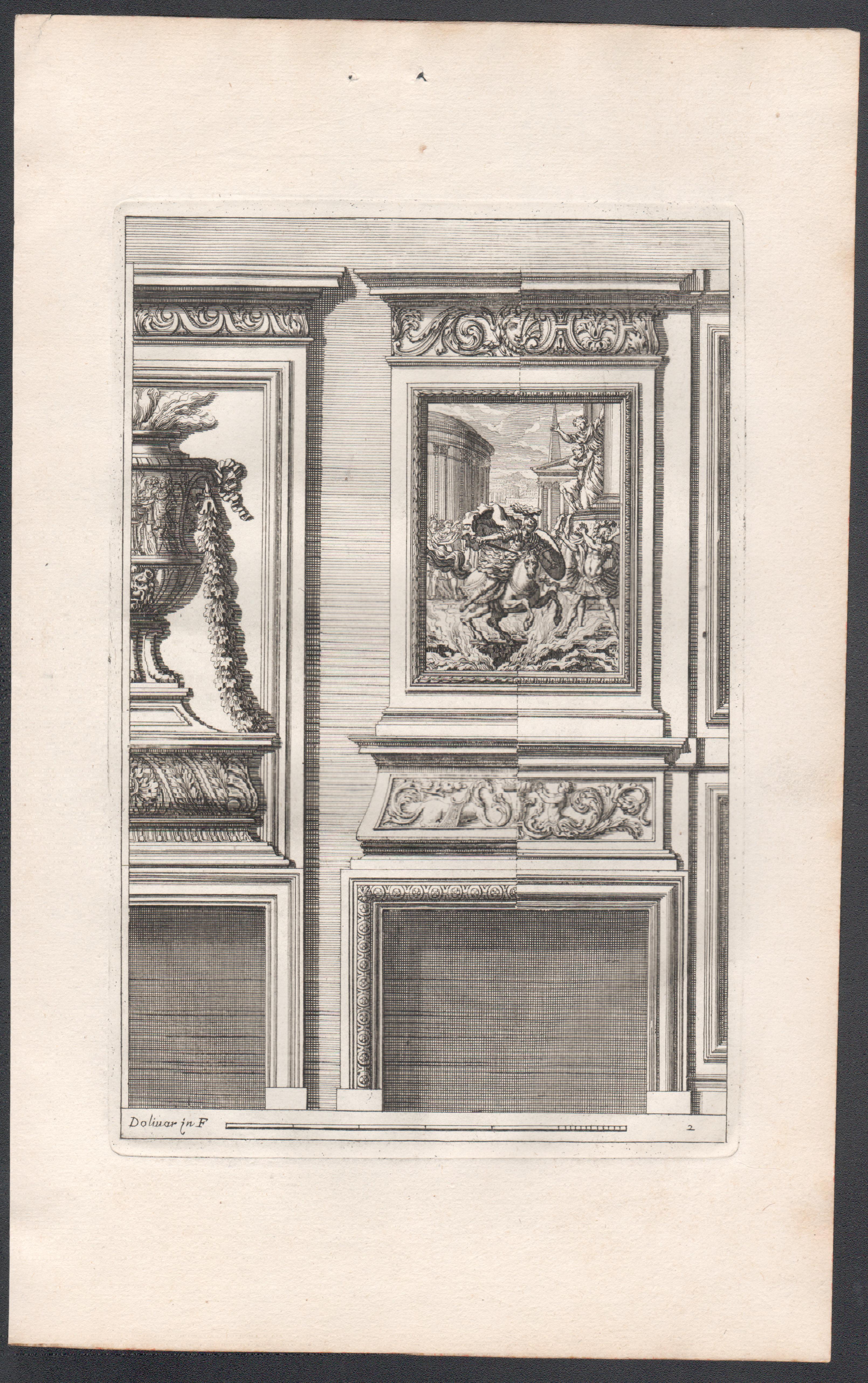 Set of 6 French Louis XIV period chimney-piece design engravings by Jean Dolivar For Sale 4