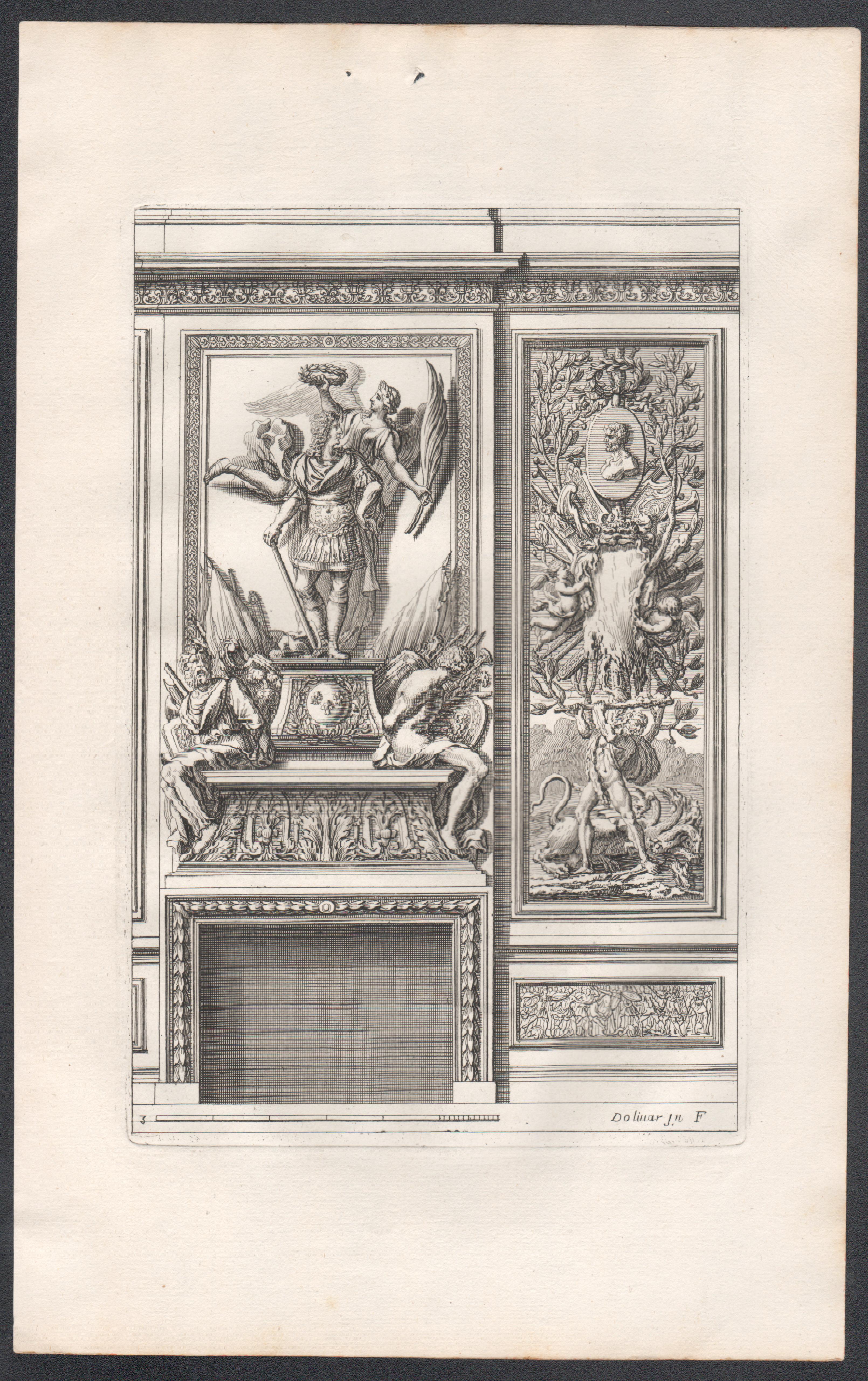 Set of 6 French Louis XIV period chimney-piece design engravings by Jean Dolivar For Sale 7