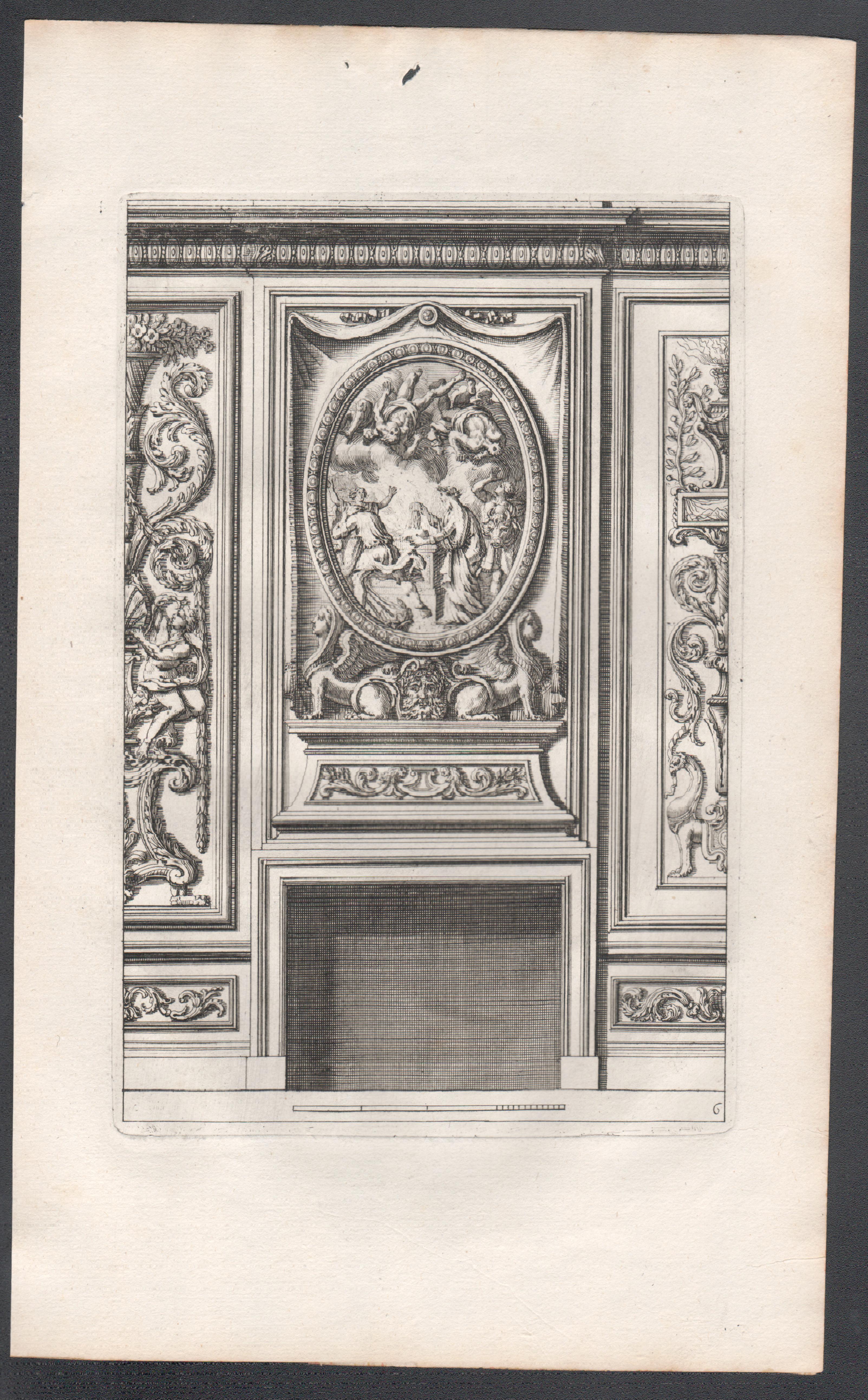 Set of 6 French Louis XIV period chimney-piece design engravings by Jean Dolivar For Sale 8