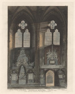 4th & 5th Window, South Aisle, Westminster Abbey, architecture aquatint, 1811