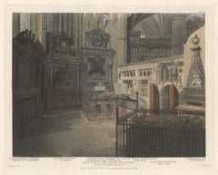 East Side of the Chapel of St Paul, Westminster Abbey, architecture aquatint