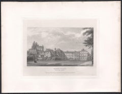 Trinity College from the Garden. Oxford University. Antique C19th engraving