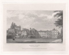 Trinity College from the Garden. Oxford University. Antique C19th engraving