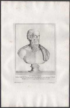 Diogenes the Cynic, Greek philosopher. C18th Grand Tour Roman bust engraving