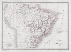 Carte du Bresil, Antique 1860s engraved map of Brazil