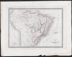 Carte du Bresil, antique 1860s engraved map of Brazil