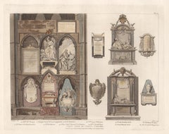 West Side of Poet's Corner, Westminster Abbey, 2 architecture aquatints