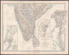 Carte de l'Inde (feuille du Sud), carte ancienne anglaise d'Alexander Keith Johnston, 1901