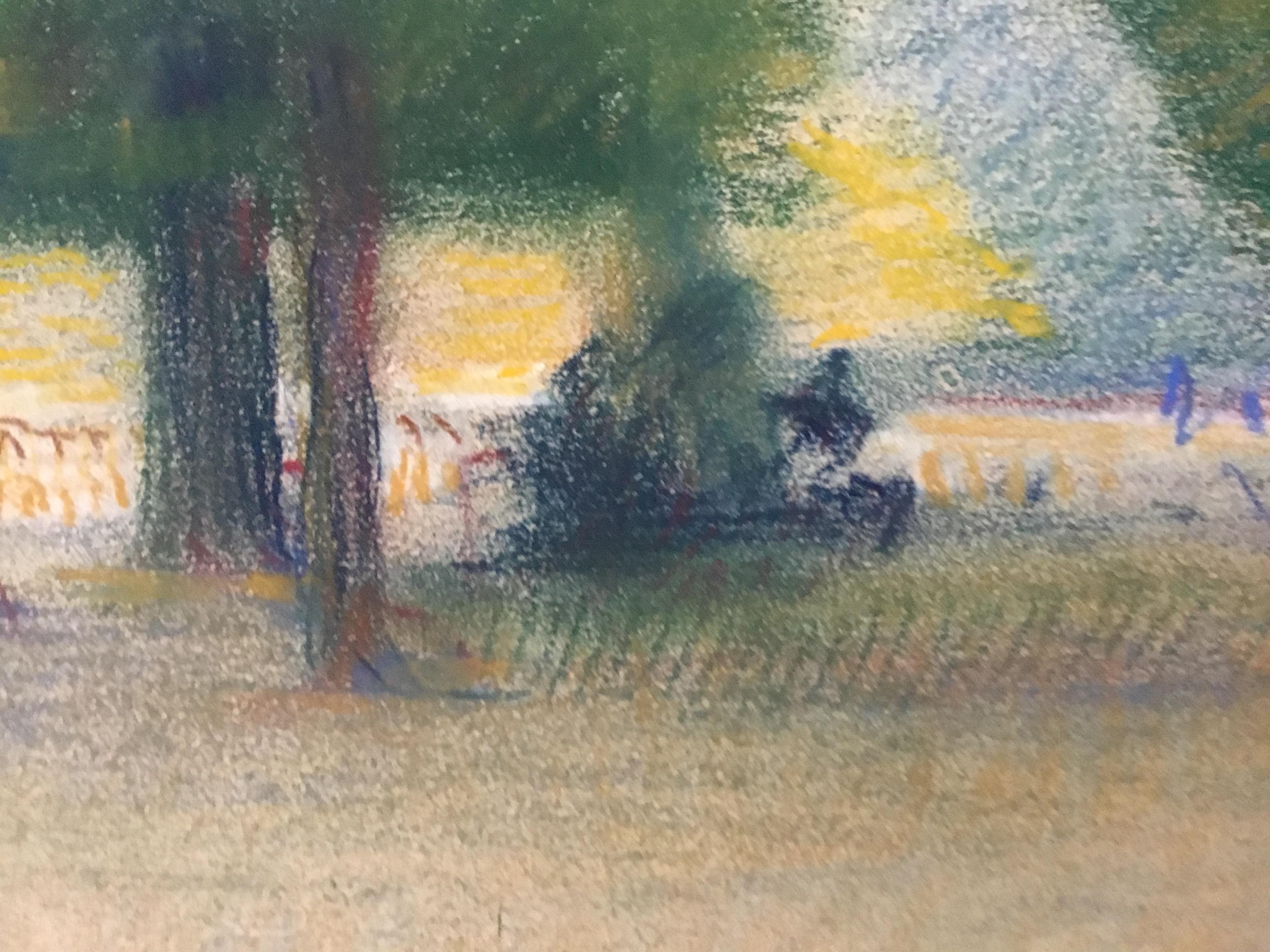 LUXEMBOURG GARDENS PARIS. Jean Franck Baudoin (1870-1961) post-impressionniste - Marron Landscape Art par Jean-François Baudoin