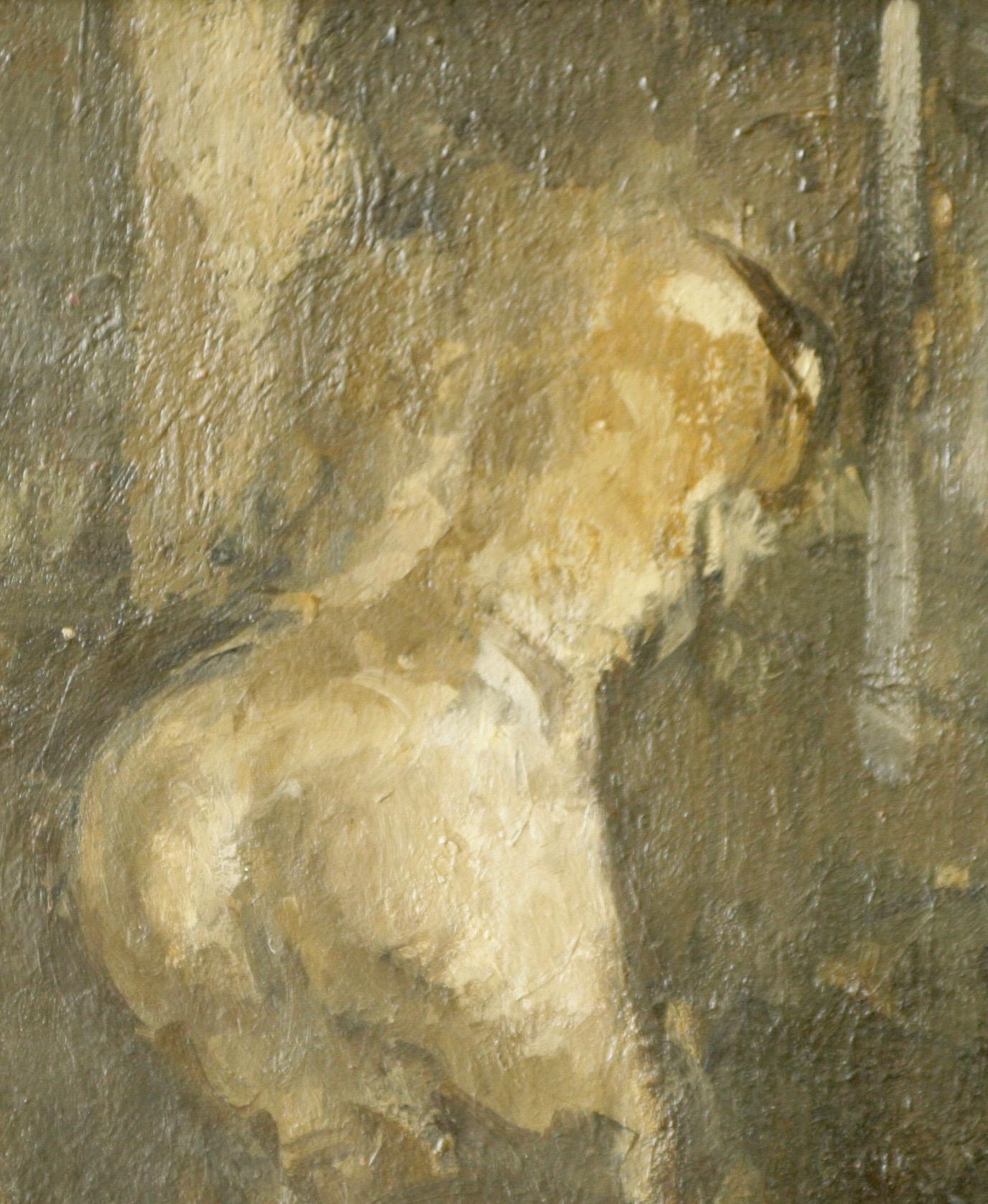 Bailarina desnuda en Browns Martin Yeoman Pintura al óleo figurativa Impresionista Enmarcada en venta 3