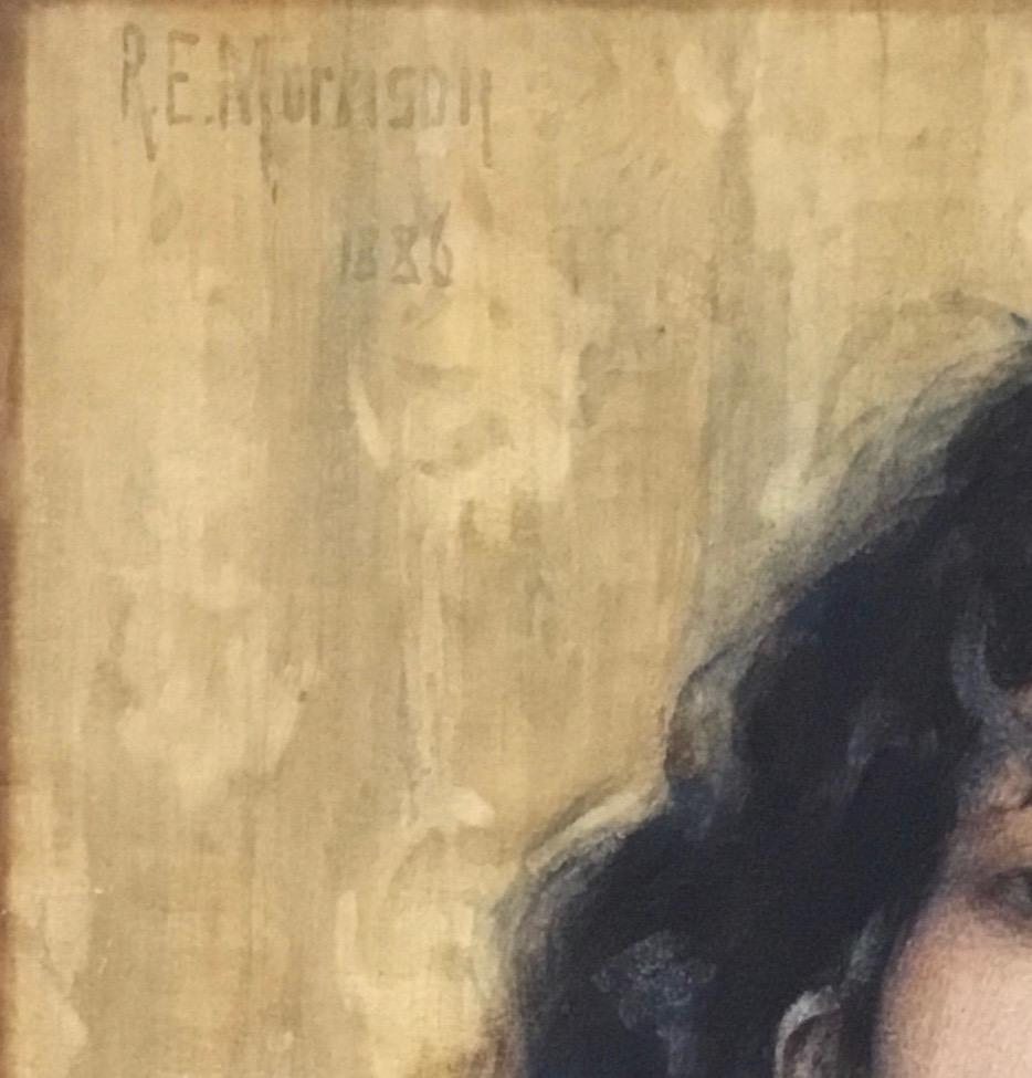THE GOLD EARRINGS 1886 Robert Edward Morrison, portrait pré-raphaélite, aquarelle en vente 9