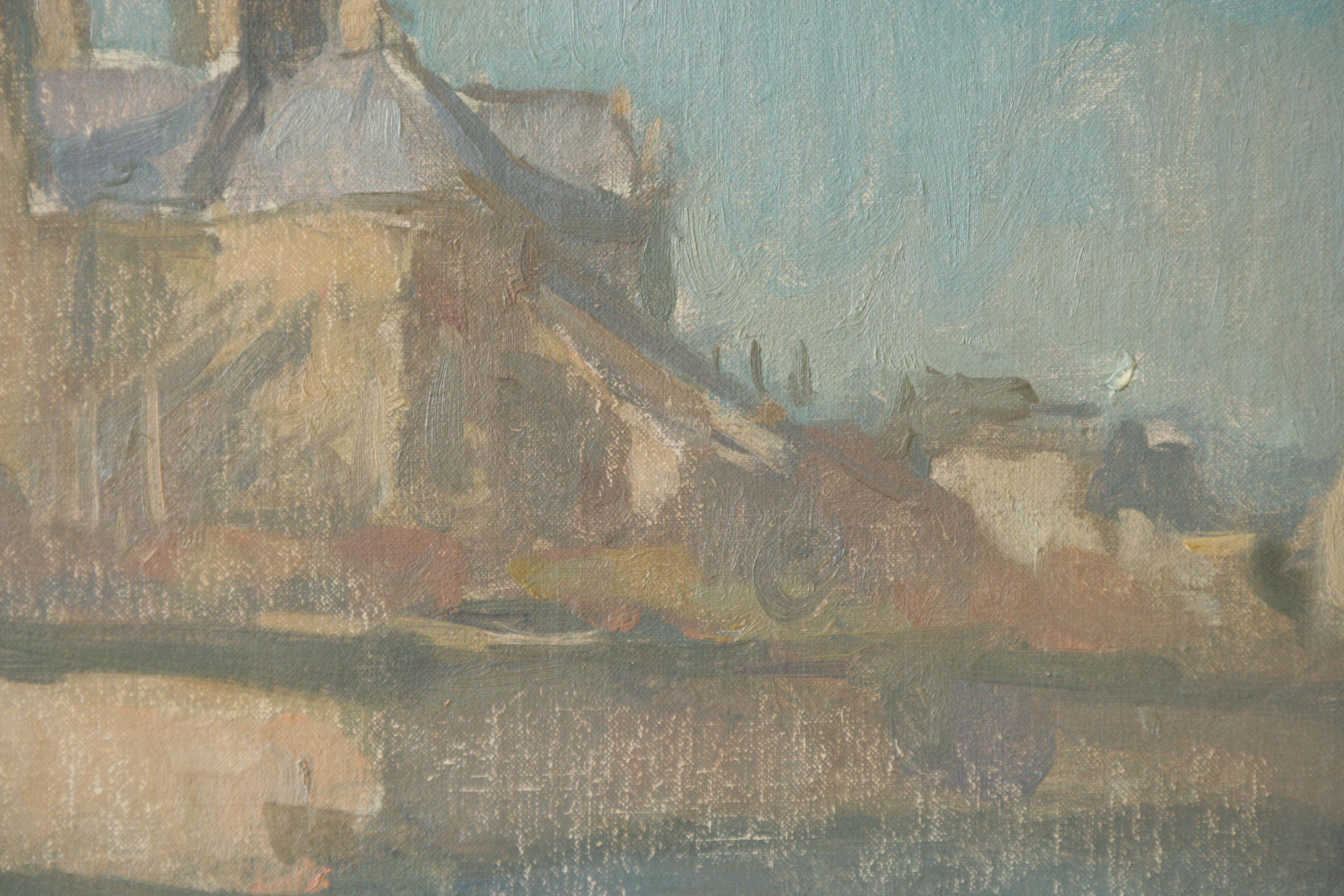 Notre Dame Paris France Martin Yeoman Landscape Painting Impressionist Oil Paint For Sale 1