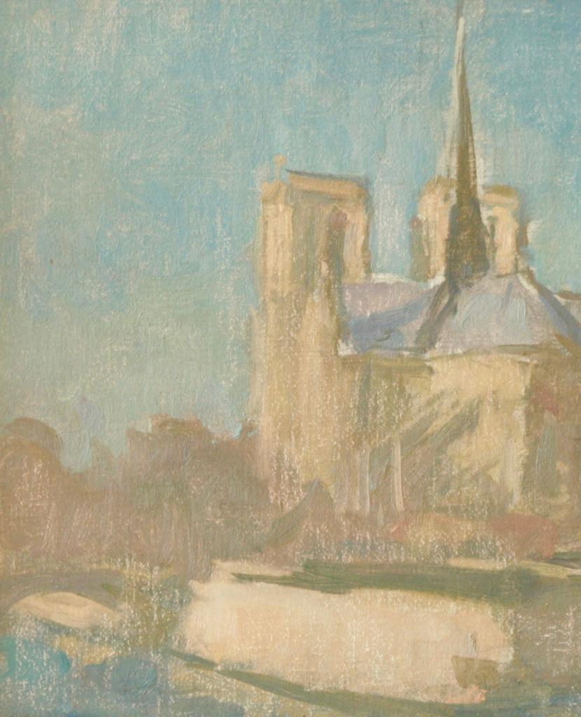 Notre Dame Paris France Martin Yeoman Landscape Painting Impressionist Oil Paint For Sale 2