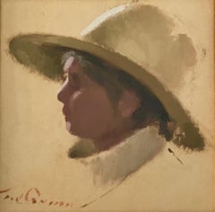 Postimpressionistisches Profil T W QUINN Künstlerinnen-Frauenporträt, Gemälde Lady
